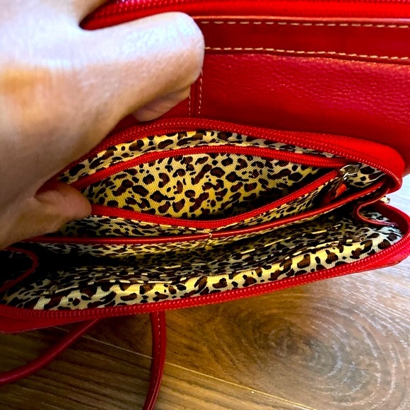 ili New York Leather Cross Body Bag - Bright Red - Picture 2 of 10